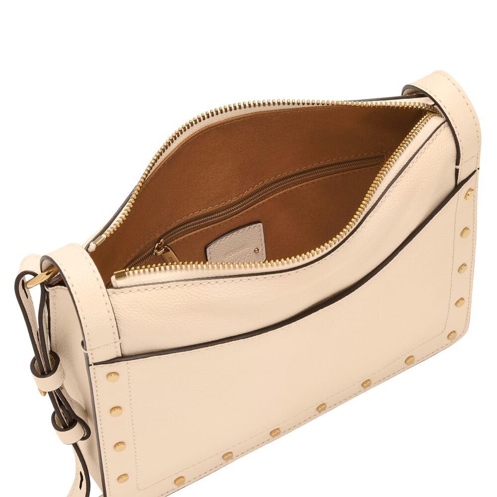 7559 Taryn Leather Crossbody Purse Handbag, Vanilla W/Studs Model: - Picture 3 of 4